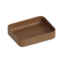 Lavabo d'appoggio rettangolare in ceramica da 50x40 cm marrone - Serie Nature Idrobric SCACER0833TR