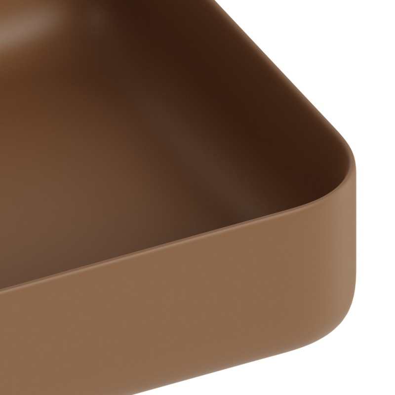 Lavabo d'appoggio rettangolare in ceramica da 50x40 cm marrone - Serie Nature Idrobric SCACER0833TR