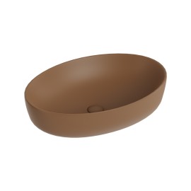 Lavabo d'appoggio ovale in ceramica da 60x40 cm marrone - Serie Nature Idrobric SCACER0848TR