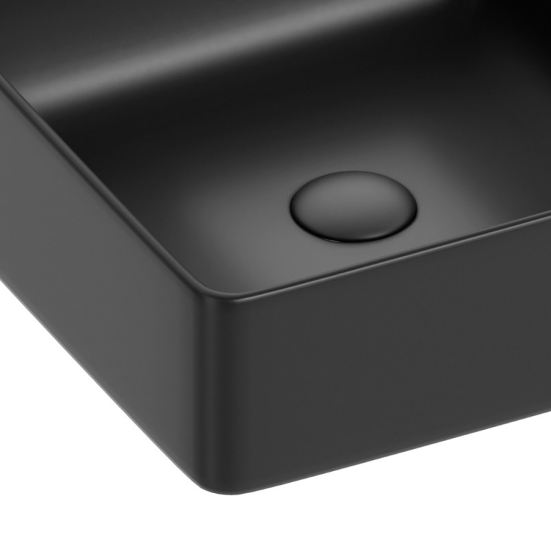 Lavabo d'appoggio quadrato in ceramica da 36x36 cm nero - Serie Nature Idrobric SCACER0854NE