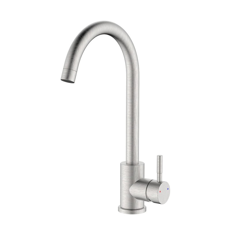 Rubinetto lavello bocca alta in acciaio spazzolato con risparmio acqua – Serie Bronx Idrobric SCARUB1132AC