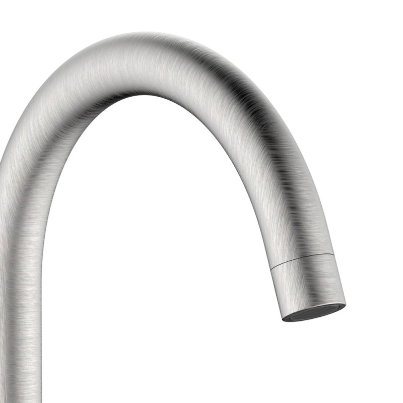 Rubinetto lavello bocca alta in acciaio spazzolato con risparmio acqua – Serie Bronx Idrobric SCARUB1132AC