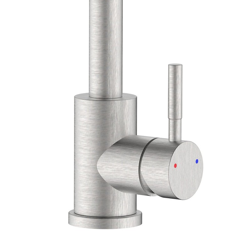 Miscelatore lavello bocca alta in acciaio spazzolato con risparmio acqua – Serie Brooklyn Idrobric SCARUB1133AC