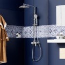 Colonna doccia cromata con braccio e asta estensibili - Serie Flores Idrobric SCACOL0175CR