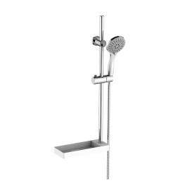 Saliscendi 5 getti cromato con mensola bianca in abs - Serie Rodi Idrobric BLISAL0147CR