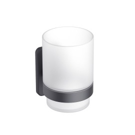 Porta bicchiere a muro in acciaio nero opaco e vetro satinato - Serie Blend Idrobric A212100NE