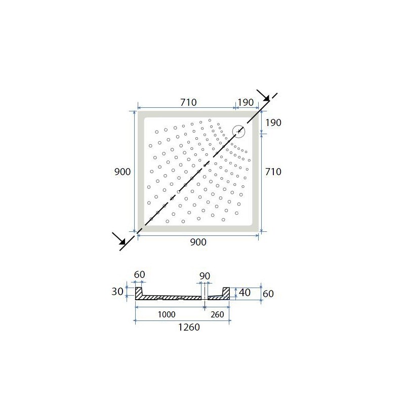 Piatto doccia 80x80 cm h6 quadrato in ceramica dianhydro DH 179-D6100-80