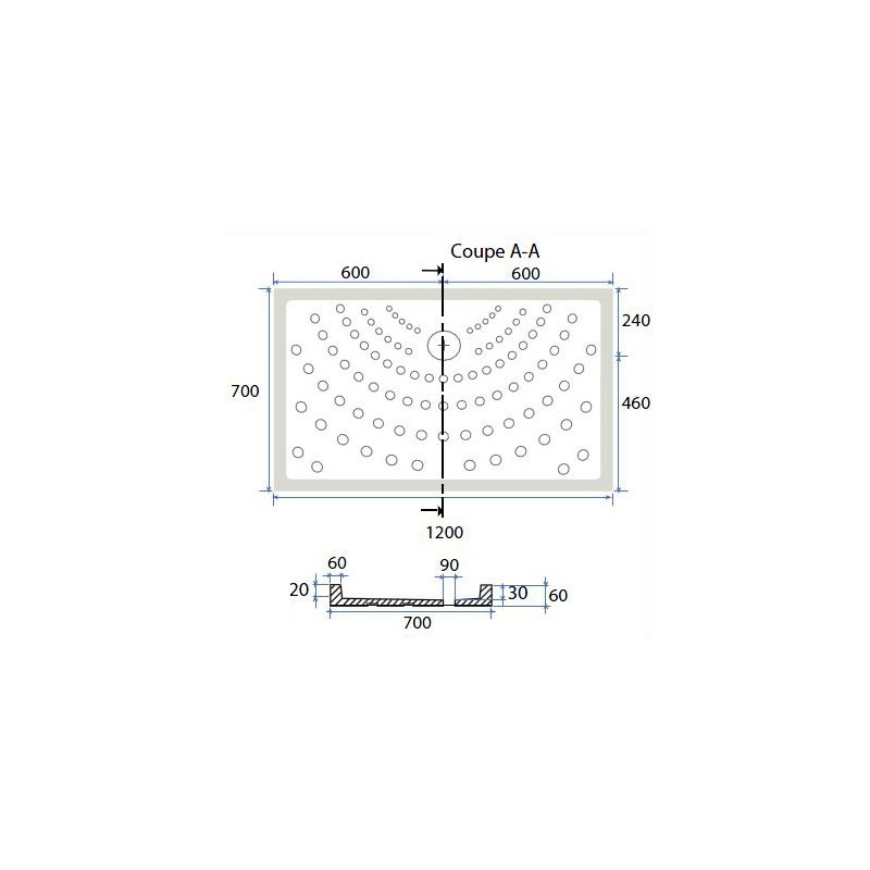 Piatto doccia 70x100 cm h6 rettangolare in ceramica dianhydro DH 179-D6120-70100 Piatto doccia 70x100 cm h6 rettangolare in ceramica dianhydro DH 179-D6120-70100