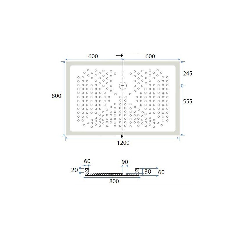 Piatto doccia 70x120 cm h6 rettangolare in ceramica dianhydro DH 179-D6120-70120 Piatto doccia 70x120 cm h6 rettangolare in ceramica dianhydro DH 179-D6120-70120
