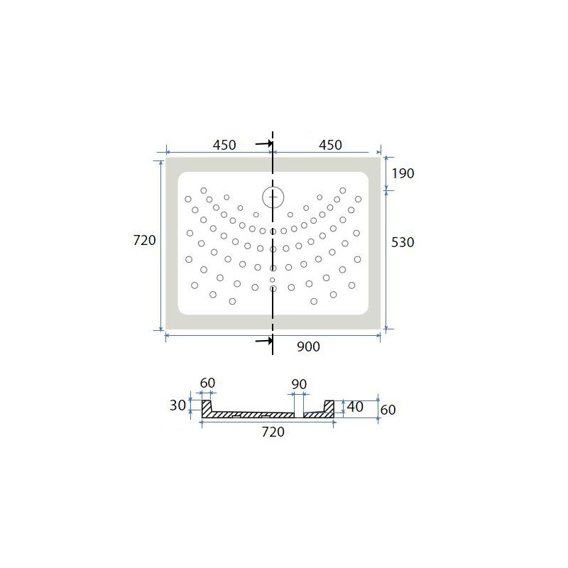 Piatto doccia 72x90 cm h6 rettangolare in ceramica dianhydro DH 179-D6120-7290 Piatto doccia 72x90 cm h6 rettangolare in ceramica dianhydro DH 179-D6120-7290