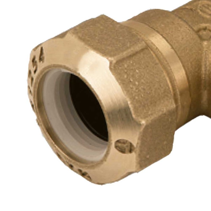 Raccordo curvo doppio in ottone per polietilene Idrobric CARRAC023XRC
