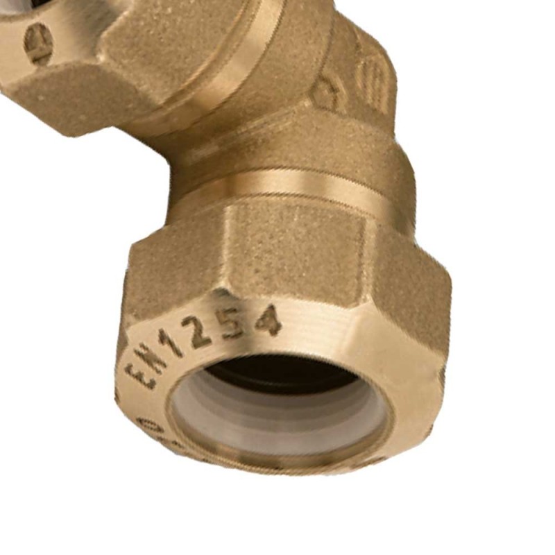 Raccordo curvo doppio in ottone per polietilene Idrobric CARRAC023XRC