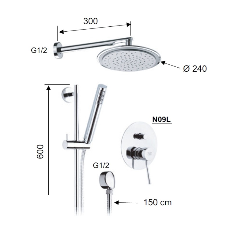 Set doccia - serie minimal Remer N09S01