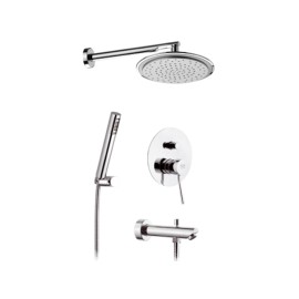 Set doccia con soffione, doccia, bocca incasso e miscelatore - serie minimal Remer N09S03