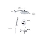 Set doccia con soffione, doccia, bocca incasso e miscelatore - serie minimal Remer N09S03