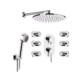 Set doccia con sofffione minimale, doccino minimale e rubinetto - serie minimal Remer N937S01