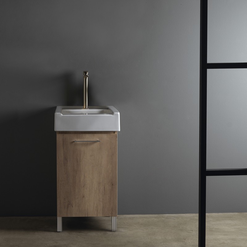 Mobile lavatoio con lavabo in ceramica 1 anta olmo 50x50 Xilon 140-XMN01-LM5050