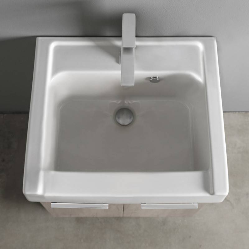Mobile lavatoio con lavabo in ceramica 1 anta olmo 50x50 Xilon 140-XMN01-LM5050
