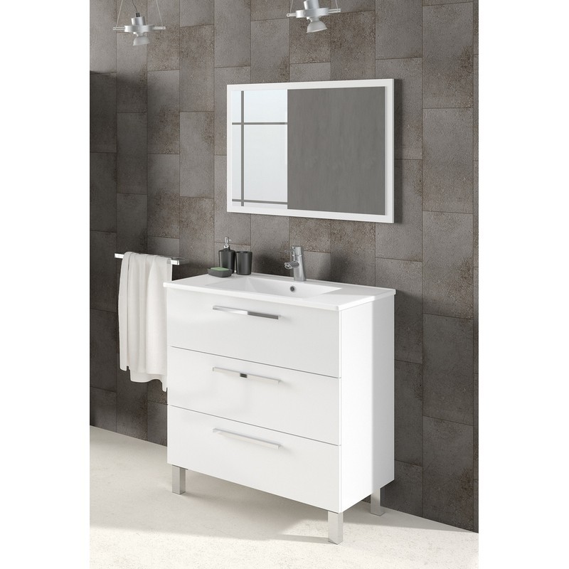 Mobile bagno athena/albert 3 cassetti bianco lucido 80x86 142-FAT20-BD080