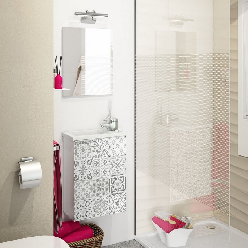 Mobile bagno 40 cm sospeso serie compact/cody bianco laccato DH 142-FCO20-BL040