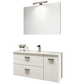 Mobile bagno sospeso serie betty con lavabo e specchio 90 cm larice bianco DH 142-PB20090-LB