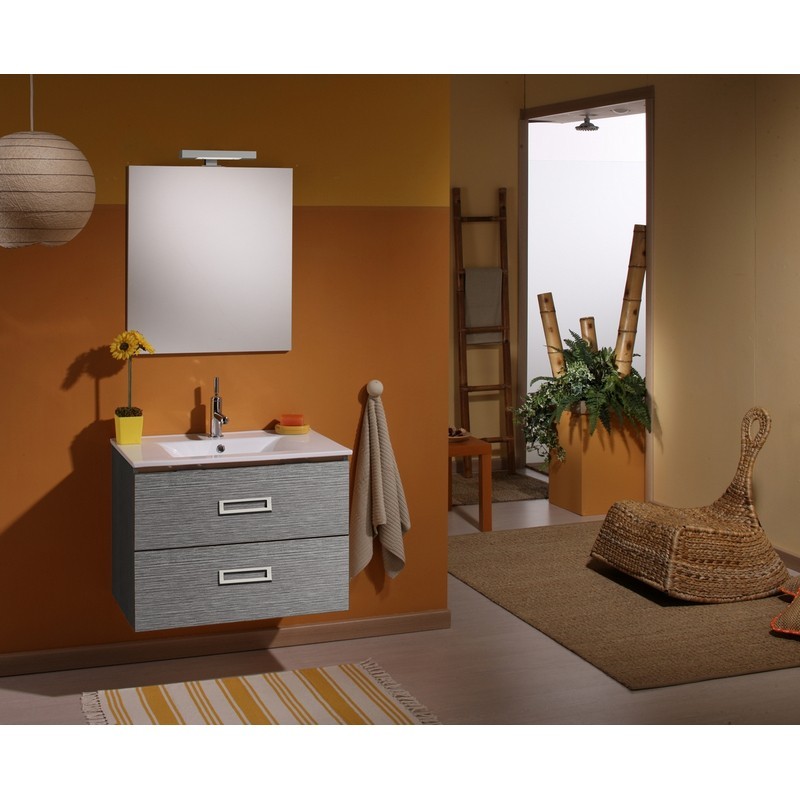 Mobile bagno sospeso fantasy 75 cm grigio matrix con lavabo e specchio DH 142-PF20075-GM