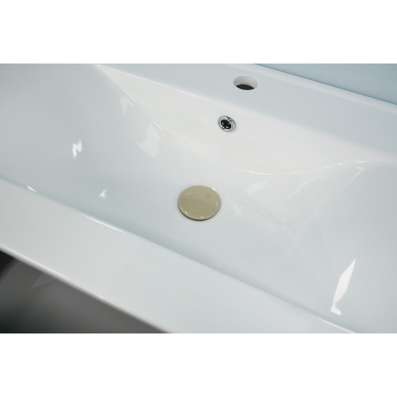 Mobile bagno sospeso bianco lucido serie Kio con lavabo e specchio cm. 90 DH 142-PK20090-BL