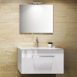 Mobile bagno sospeso bianco lucido serie Kio con lavabo e specchio cm. 90 DH 142-PK20090-BL