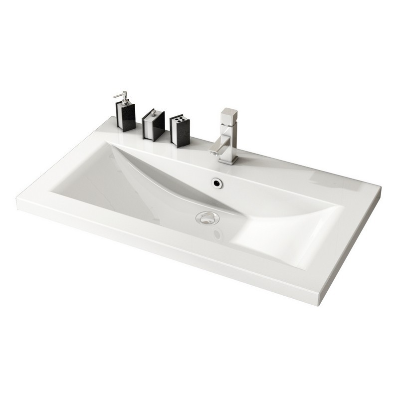 Mobile bagno sospeso perseo larice bianco con lavabo e specchio 90 cm DH 142-PP20090-LB