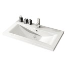 Mobile bagno sospeso perseo larice bianco con lavabo e specchio 90 cm DH 142-PP20090-LB
