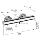 Rubinetto esterno doccia termostaticocon attacco alto da 1/2 - serie elegance Remer EQ32