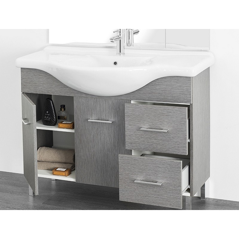 Mobile bagno venice larice grigio cm 105 con lavabo e specchio DH 142-PV20105-LG