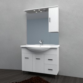 Mobile bagno venice larice bianco cm 105 con lavabo e specchio DH 142-PV20105-LB