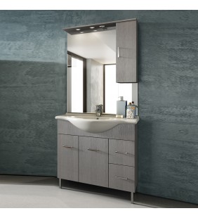 Mobile bagno venice larice grigio cm 85 con lavabo e specchio
