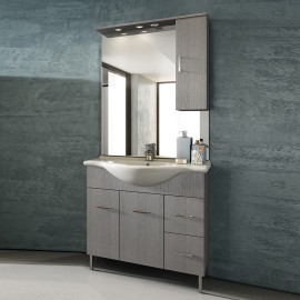 Mobile bagno venice larice grigio cm 85 con lavabo e specchio DH 142-PV20085-LG