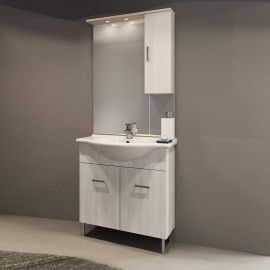 Mobile bagno venice larice bianco cm 75 con lavabo e specchio DH 142-PV20075-LB