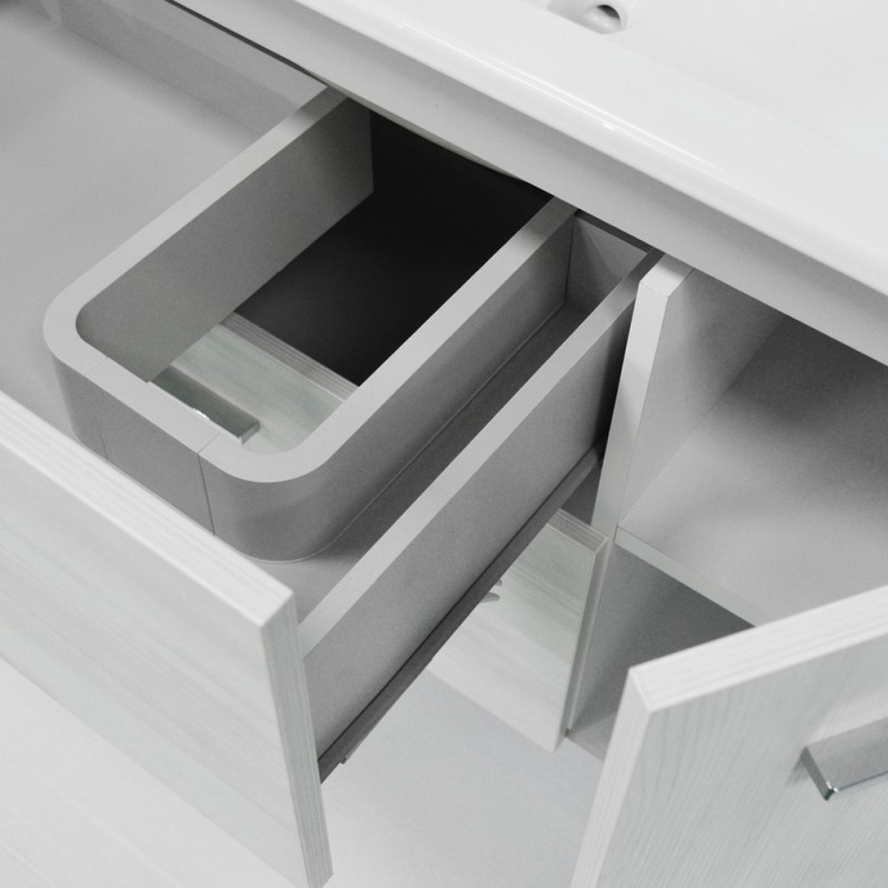 Mobile bagno sospeso serie betty con lavabo e specchio 90 cm larice bianco DH 142-PB20090-LB