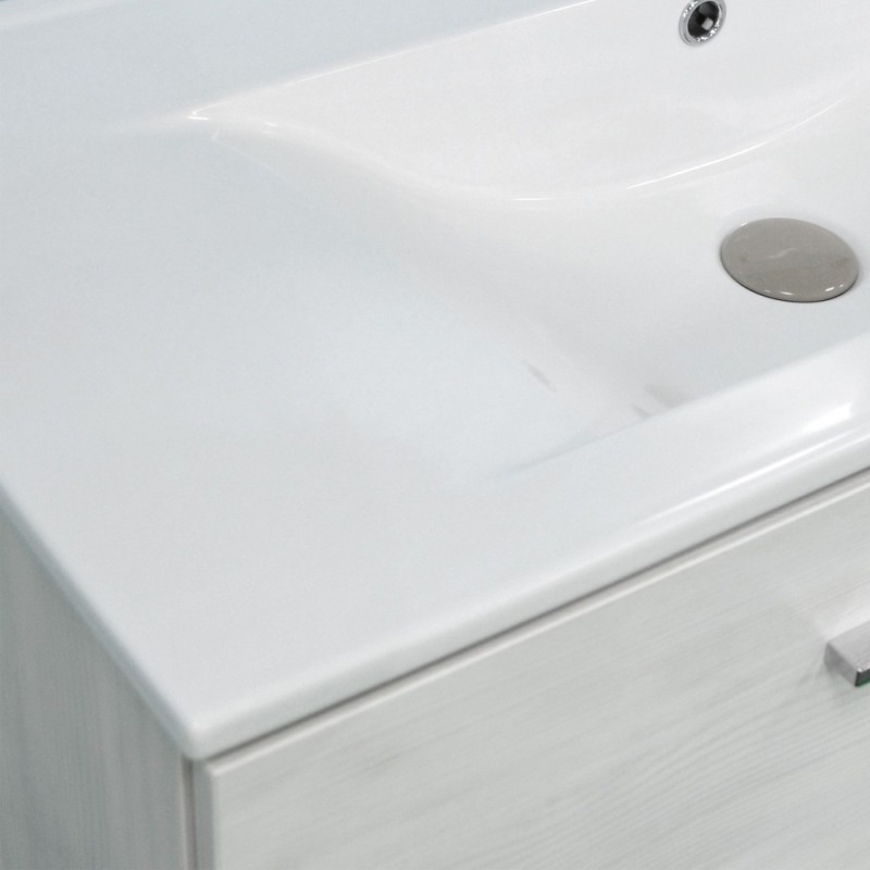 Mobile bagno sospeso serie betty con lavabo e specchio 90 cm larice bianco DH 142-PB20090-LB