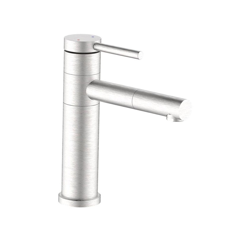 Miscelatore lavabo in acciaio spazzolato con bocca orientabile 360° - Serie Spring Idrobric SCARUB1156AC