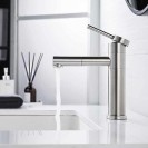 Miscelatore lavabo in acciaio spazzolato con bocca orientabile 360° - Serie Spring Idrobric SCARUB1156AC