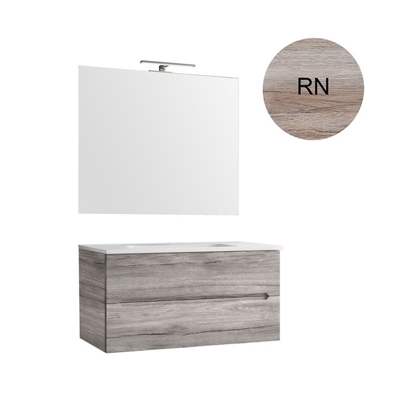 Composizione bagno sopesa linea talia 90 cm rovere nodi DH 142-DMA90-RN