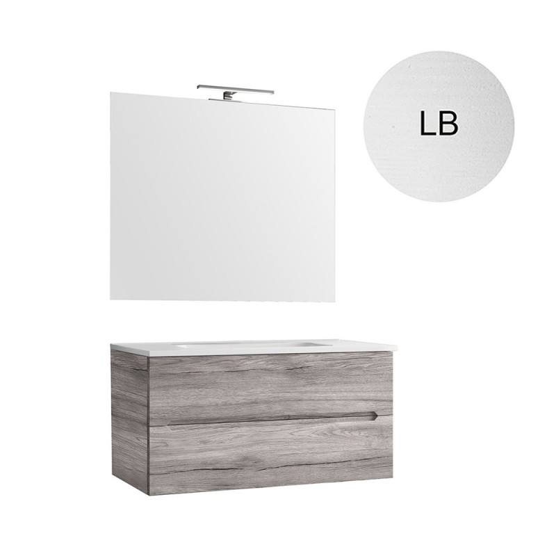 Mobile bagno larice bianco 90 cm sospeso serie talia DH 142-DMA90-LB