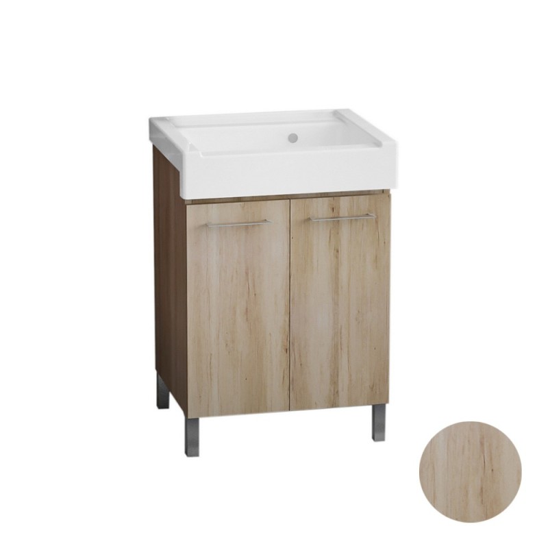 Mobile lavatoio con lavabo in ceramica 2 ante 75x50 olmo Xilon 140-XMN02-LM7550