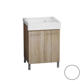 Mobile lavatoio con lavabo in ceramica 2 ante 60x50 classico colore bianco Xilon 140-XMN02-BC6050