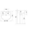 Lavabo eco in ceramica champagne monoforo sospeso 58 cm LINPH 180-E100-M58