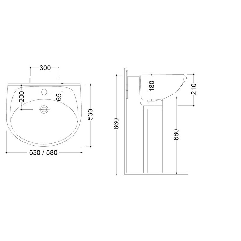 Lavabo eco in ceramica champagne monoforo sospeso 62 cm LINPH 180-E100-M62