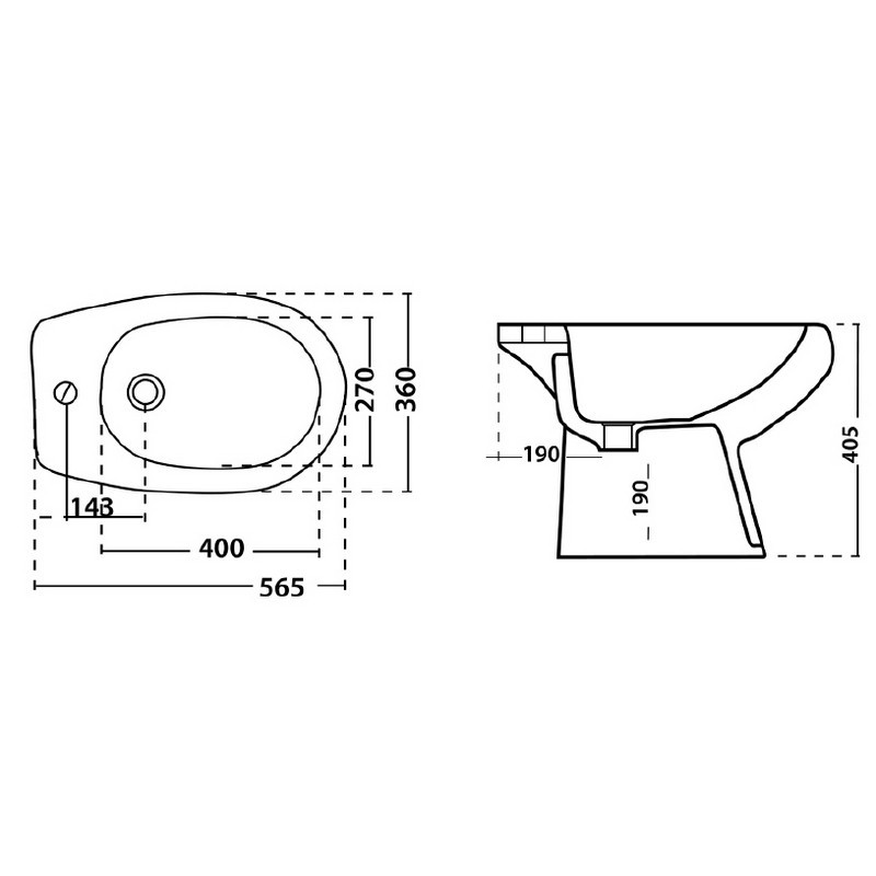 Bidet a terra felce in porcellana bianca LINPH 180-F300-R