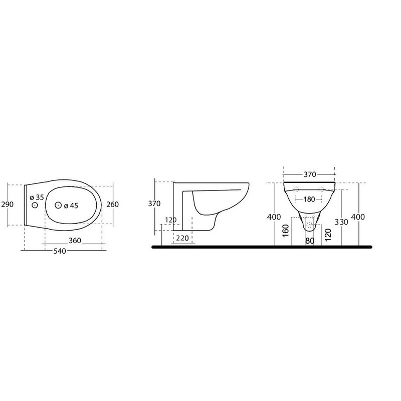 Bidet sospeso felce in porcellana LINPH 180-F310