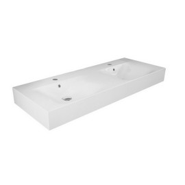 Doppio lavabo sospeso L120 cm serie Des con foro per rubinetto Rak Ceramics 182-B103-120