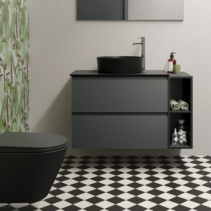 Lavabo da appoggio feeling tondo nero opaco Rak Ceramics 182-F110-NM